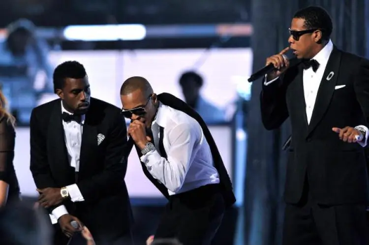 Rappers Kanye West, T.I., and Jay-Z perform during the 51st Annual Grammy Awards held at the Staples Center, on Feb. 8, 2009, in Los Angeles, Calif. (Kevin Winter/Getty Images)