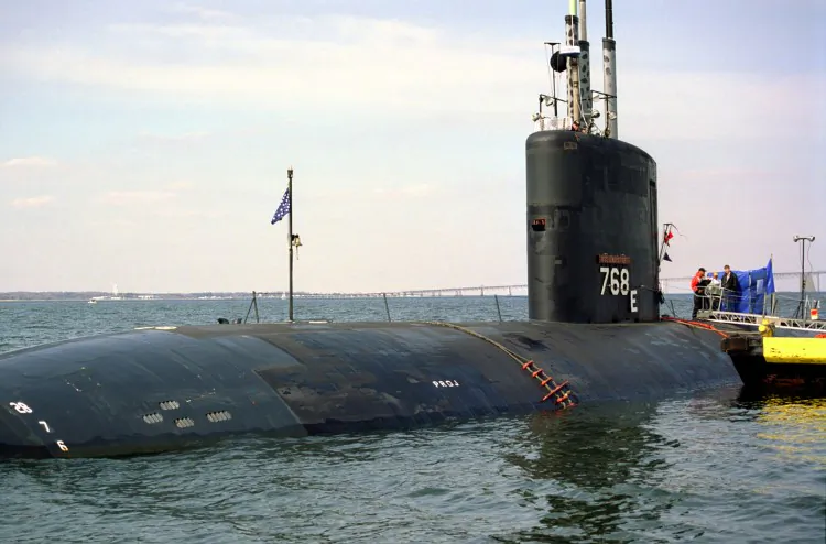 In this handout image provided by the U.S. Navy, the nuclear-powered fast attack submarine USS Hartford is moored off the U.S, Naval Academy in 1999 in Annapolis, Maryland. (Don S. Montgomery/U.S. Navy via Getty Images) 