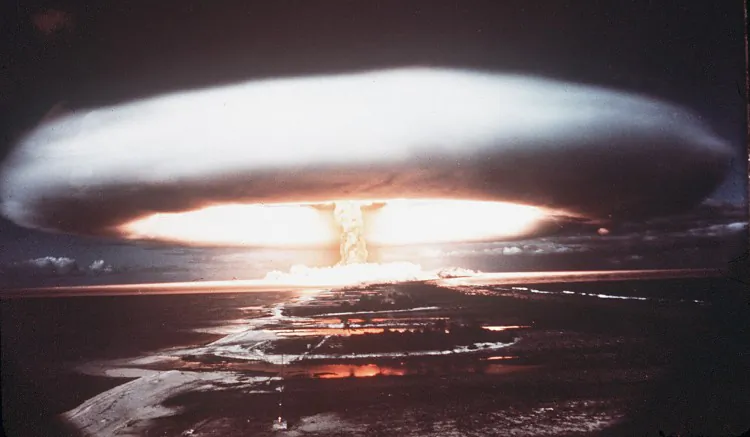 A picture taken in 1971 shows a nuclear explosion in Mururoa atoll in French Polynesia in the South Pacific. (AFP/Getty Images)