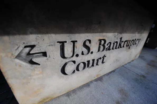 A sign outside of the U.S. Bankruptcy Court in New York. (Stan Honda/AFP/Getty Images)