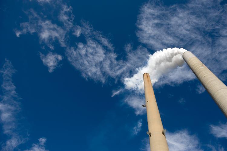 The smoke stacks of a coal power plant in New Haven, West Virginia, on Oct. 30, 2009.  (Saul Loeb/AFP/Getty Images)
