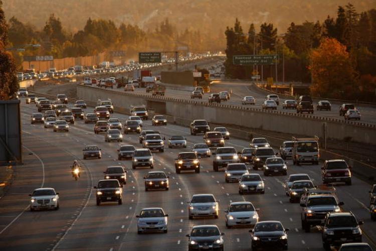 Morning commuters travel the 210 freeway between Los Angeles and cities to the east near Pasadena. California has some of the toughest clean air laws after decades of fighting some of the worst smog in the nation. (David McNew/Getty Images)
