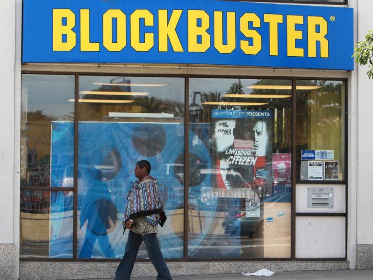 END OF AN ERA: Blockbuster Canada announced it was going into receivership on May 6, while U.S.-based Blockbuster filed for bankruptcy before being bought in April by Dish Network. (Justin Sullivan/Getty Images)