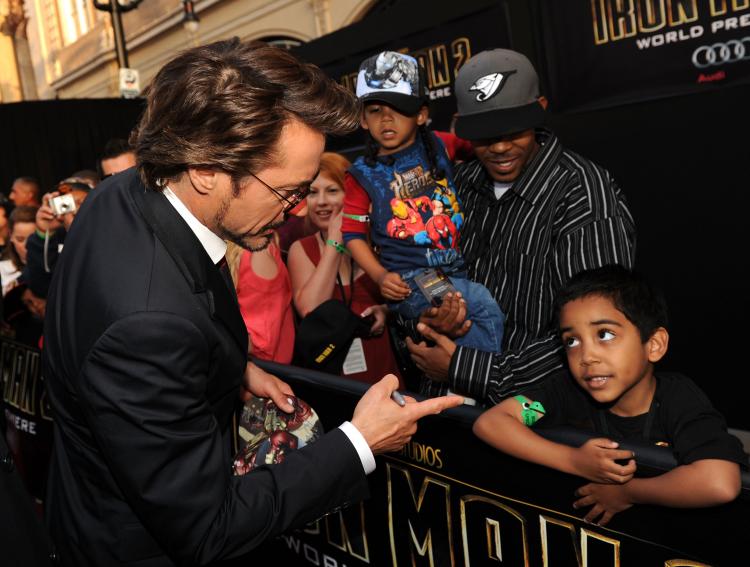 Robert Downey Jr. arrives at the world premiere of 'Iron Man 2' held at El Capitan Theatre on April 26 in Hollywood. (Kevin Winter/Getty Images) Robert Downey Jr. arrives at the world premiere of 'Iron Man 2' held at El Capitan Theatre on April 26 in Hollywood. (Kevin Winter/Getty Images)