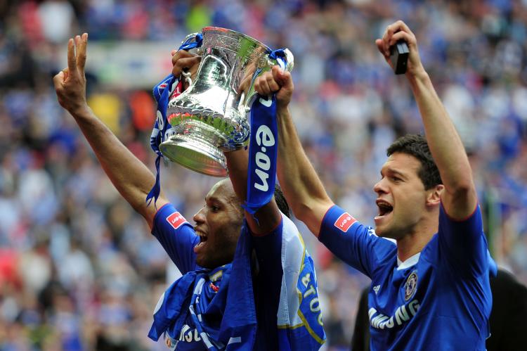 WEMBLEY: Didier Drogba and Michael Ballack of Chelsea celebrate winning the FA Cup (Shaun Botterill/Getty Images) WEMBLEY: Didier Drogba and Michael Ballack of Chelsea celebrate winning the FA Cup (Shaun Botterill/Getty Images)
