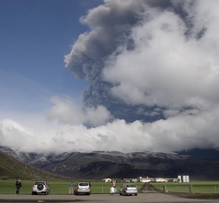 A view showing heavy clouds over dwellings set near the Eyjafjoell volcano in Iceland, on May 17, 2010. (Heidar Kristjansson/AFP/Getty Images) A view showing heavy clouds over dwellings set near the Eyjafjoell volcano in Iceland, on May 17, 2010. (Heidar Kristjansson/AFP/Getty Images)
