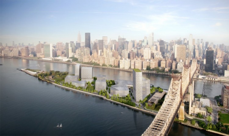 One of several new renderings released by Cornell University depicting the future tech campus on Roosevelt Island. (Courtesy of Cornell NYC Tech)