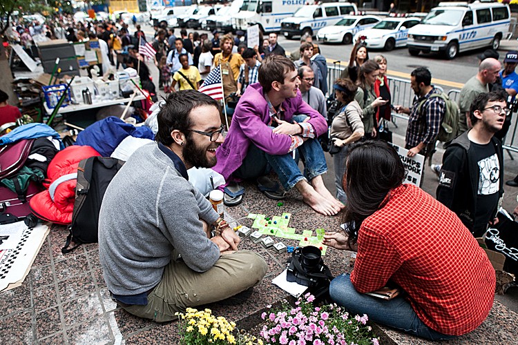 Occupy Wall Street protesters make their home at Zuccotti Park in the Financial District in New York City. The protesters have stayed at the park since Sept. 17. (AMAL CHEN/THE EPOCH TIMES)