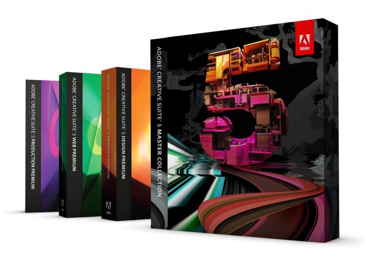 INTERACTIVE DESIGN: A box shot of the Adobe Creative Suite 5 product packages. Flash Catalyst CS5 is included in each of the suites and allows users to create interactive content in Flash without needing to use code.  (Courtesy of Adobe)