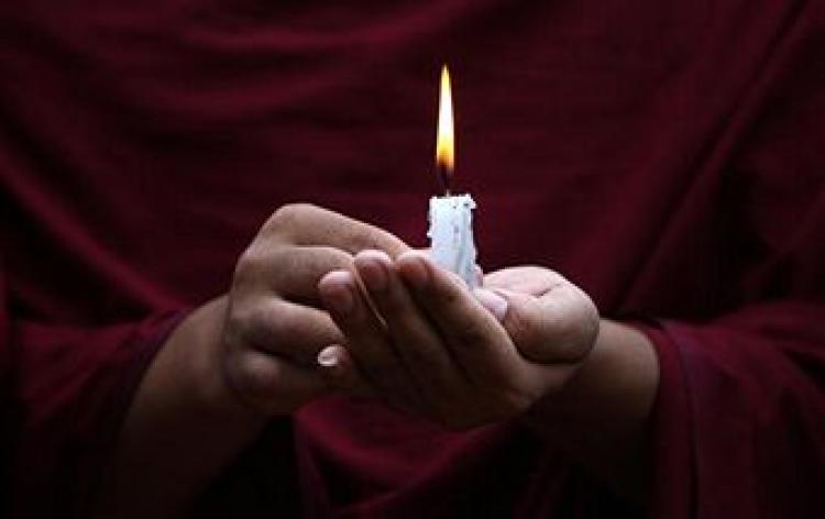 Tibetans in-exile held a candlelight vigil in Kathmandu on June 5, 2009, to mark the 20th anniversary of Beijing's crackdown on pro-democracy protesters in Tiananmen Square. (Prakash Mathema/AFP/Getty Images)