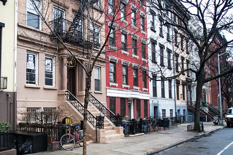 Apartments on East 10th Street including building 315 are shown across from the Tompkins Square Park on the Lower East Side of Manhattan. (Benjamin Chasteen/The Epoch Times)