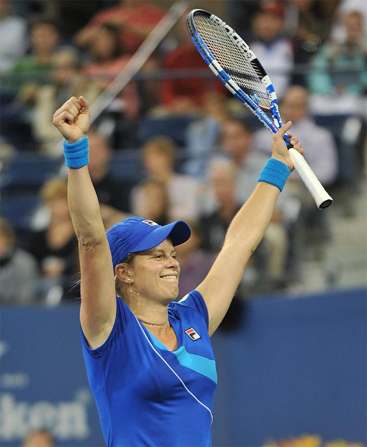 Kim Clijsters celebrates her 6-2, 6-1 win over Vera Zvonareva in the Women's Final at the 2010 U.S. Open tennis tournament. (Stan Honda/AFP/Getty Images) Kim Clijsters celebrates her 6-2, 6-1 win over Vera Zvonareva in the Women's Final at the 2010 U.S. Open tennis tournament. (Stan Honda/AFP/Getty Images)