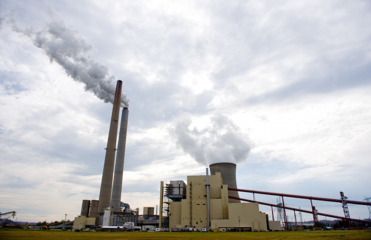 American Electric Power's (AEP) Mountaineer coal power plant in New Haven, W.V., Oct. 30, 2009. The plant is the world's first to be fitted with carbon capture and sequestration (CCS) technology, which will store around 100,000 metric tons of carbon dioxide a year 7,200 feet underground. (Saul Loeb/AFP/Getty Images)