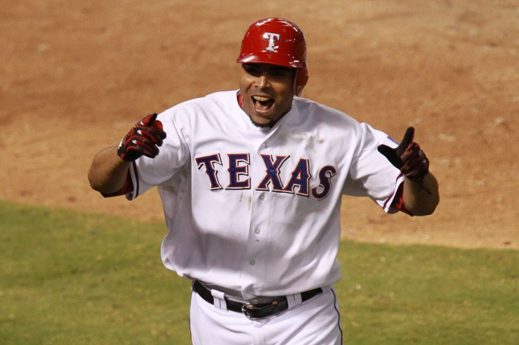 Nelson Cruz of the Texas Rangers celebrates one of his six post season homeruns during Game 6 of the ALCS. Cruz hopes to stay red hot and lead the Rangers to their first World Series title. (Ronald Martinez/Getty Images) Nelson Cruz of the Texas Rangers celebrates one of his six post season homeruns during Game 6 of the ALCS. Cruz hopes to stay red hot and lead the Rangers to their first World Series title. (Ronald Martinez/Getty Images)