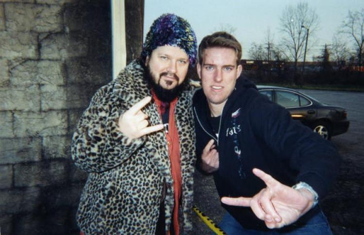 Dimebag Darrell with Kevin McMeans just hours before the fatal shooting at the Alrosa Villa in Columbus, Ohio on December 8, 2004. (Courtesy of Kevin McMeans)