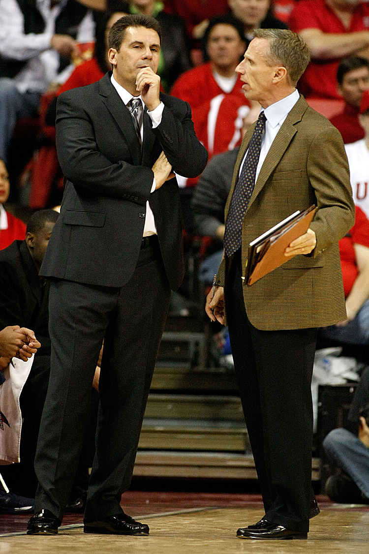 Arizona v UNLV Coach Mike Dunlap (right) was an assistant with Arizona and Oregon before joining Lavin's staff. (Ethan Miller/Getty Images)