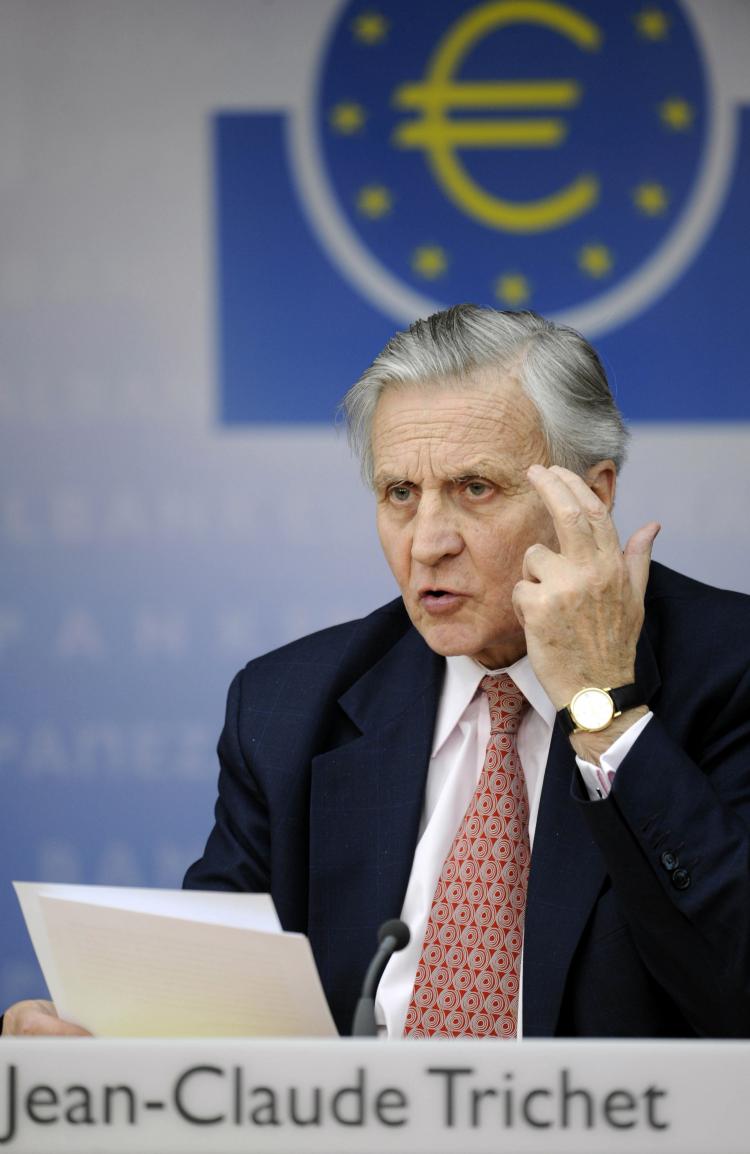 DEBT CHIEF: European Central Bank (ECB) President Jean-Claude Trichet addresses a press conference in Frankfurt/Main, Germany on Feb. 4, 2010. (Thomas Lohnes/AFP/Getty Images) DEBT CHIEF: European Central Bank (ECB) President Jean-Claude Trichet addresses a press conference in Frankfurt/Main, Germany on Feb. 4, 2010. (Thomas Lohnes/AFP/Getty Images)