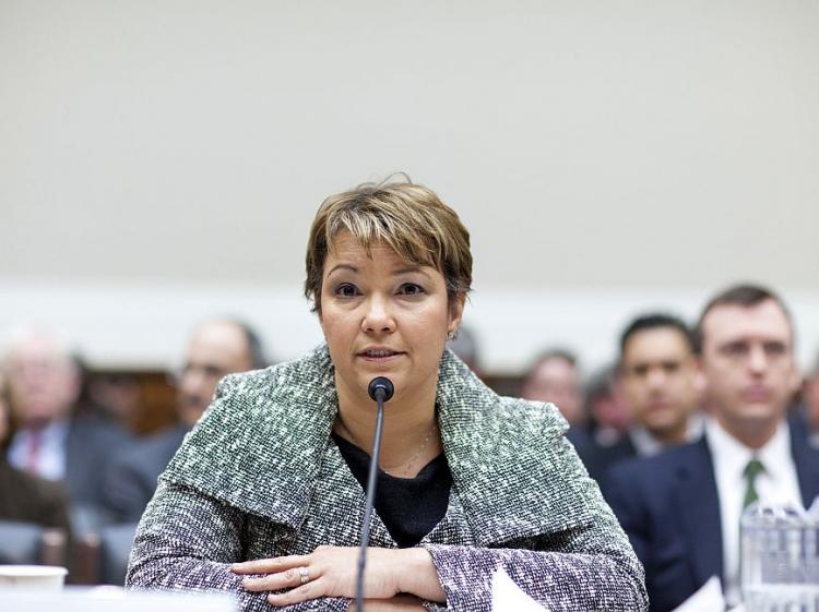 EPA CHIEF: EPA Administrator Lisa P. Jackson speaks during a hearing of the House Energy and Commerce Committee's Energy and Power Subcommittee on Capitol Hill last month. Jackson stated that proposed budget cuts to the EPA could threaten the health of Americans. (Brendan Smialowski/Getty Images)