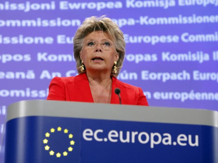CALL FOR JUSTICE: European Union Justice Commissioner Viviane Reding speaks during a joint press on Sept. 14 at the EU headquarters in Brussels. She rebuked the French government for sending hundreds of Roma migrants back to Romania and Bulgaria, beginnin (STR/AFP/Getty Images) CALL FOR JUSTICE: European Union Justice Commissioner Viviane Reding speaks during a joint press on Sept. 14 at the EU headquarters in Brussels. She rebuked the French government for sending hundreds of Roma migrants back to Romania and Bulgaria, beginnin (STR/AFP/Getty Images)