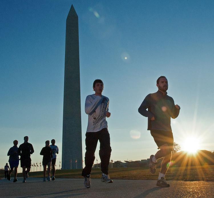 Early morning joggers run near the Washington Monument in November in Washington, DC. America's Health Rankings is an annual report meant to rank the states on health based on various criteria. (Paul J. Richards/AFP/Getty Images) Early morning joggers run near the Washington Monument in November in Washington, DC. America's Health Rankings is an annual report meant to rank the states on health based on various criteria. (Paul J. Richards/AFP/Getty Images)