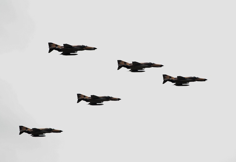 F-4 Phantom fighter jets fly during the Army Day parade in the Iranian capital Tehran on April 18, 2010. (Behrouz Mehri/AFP/Getty Images)