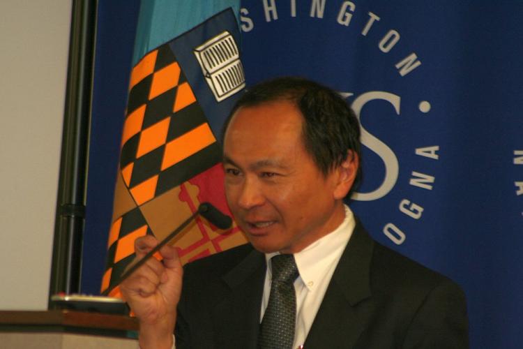 MICROFINANCE: Dr. Francis Fukuyama explains why poor communities may have their own sources of wealth. He spoke April 17 as the keynote speaker at the School of Advanced International Studies (SAIS), John Hopkins University. Dr. Fukuyama is currently Director of the International Development Program at Hopkins. (Gary Feurerberg/The Epoch Times) MICROFINANCE: Dr. Francis Fukuyama explains why poor communities may have their own sources of wealth. He spoke April 17 as the keynote speaker at the School of Advanced International Studies (SAIS), John Hopkins University. Dr. Fukuyama is currently Director of the International Development Program at Hopkins. (Gary Feurerberg/The Epoch Times)