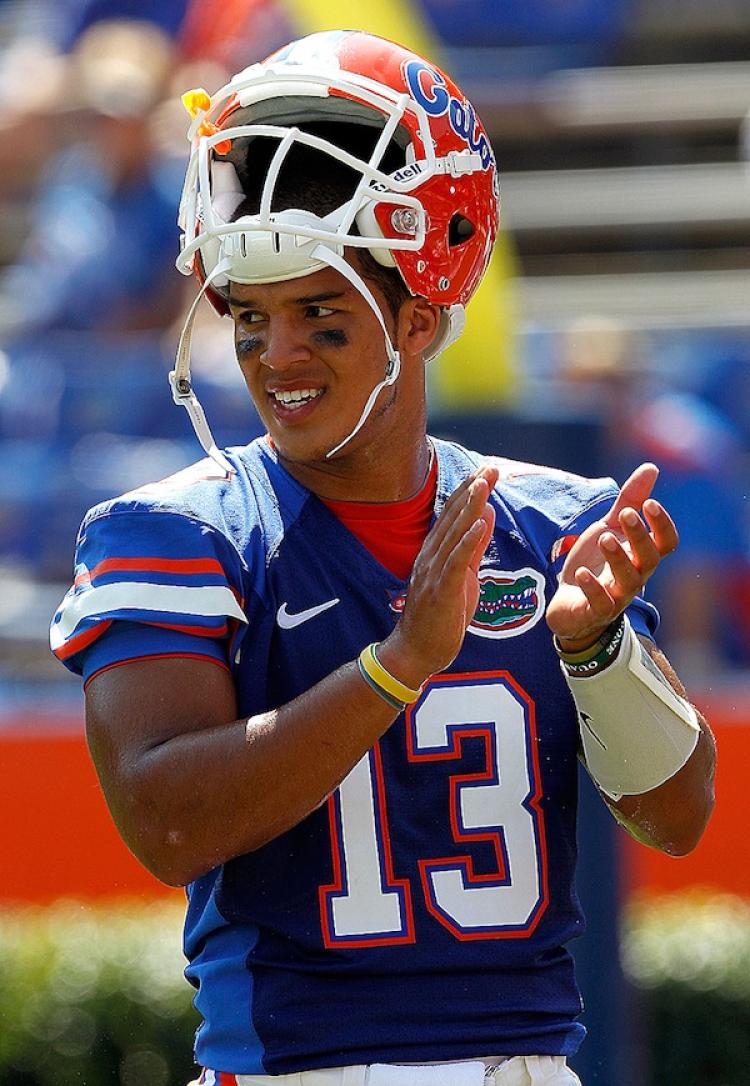 Quarterback Trey Burton 13 of the Florida Gators was named the SEC's Freshman of the Week. (Sam Greenwood/Getty Images ) Quarterback Trey Burton 13 of the Florida Gators was named the SEC's Freshman of the Week. (Sam Greenwood/Getty Images )