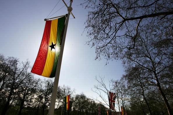 Ghanaian and United Kingdom flags fly along The Mall in London, England. (Photo by Bruno Vincent/Getty Images)