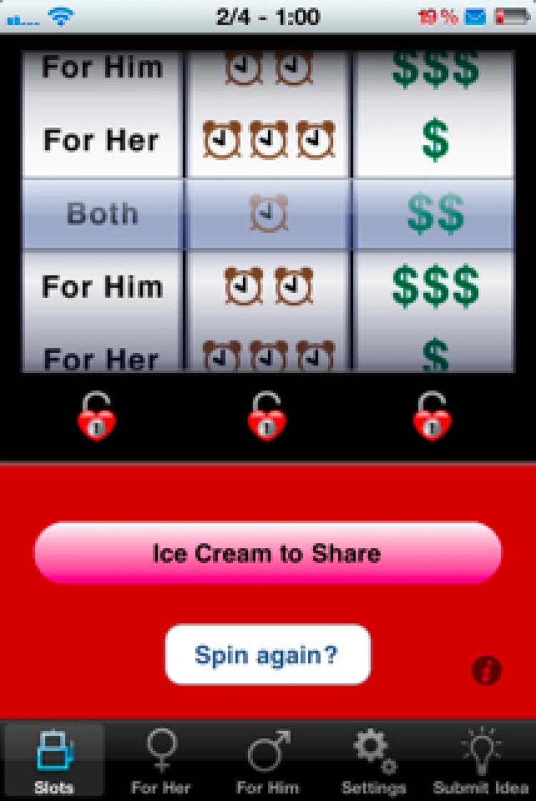 RANDOM ROMANCE: A screenshot of the Slots of Love iPhone app. (Tan Truong/The Epoch Times) RANDOM ROMANCE: A screenshot of the Slots of Love iPhone app. (Tan Truong/The Epoch Times)