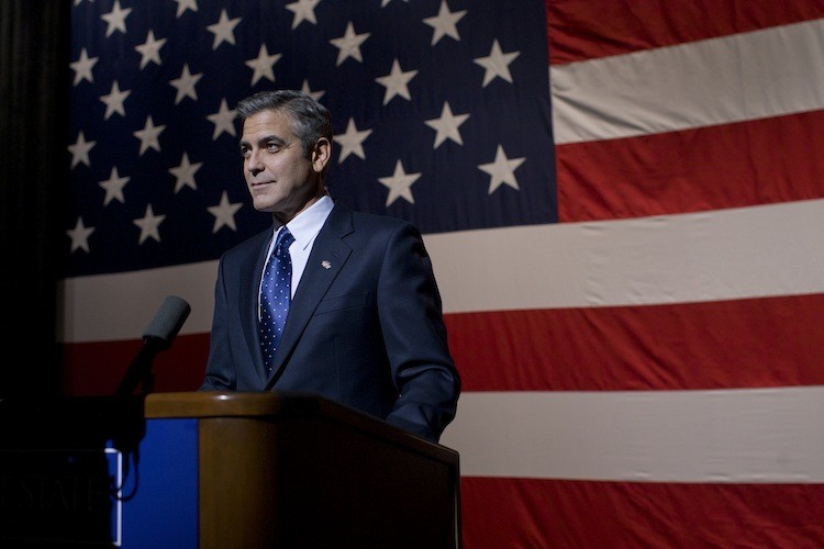 George Clooney as a governor running for president, delivering a speech at Kent State University in 'The Ides of March.' (Saeed Adyani/Sony Pictures Entertainment Inc.) George Clooney as a governor running for president, delivering a speech at Kent State University in 'The Ides of March.' (Saeed Adyani/Sony Pictures Entertainment Inc.)