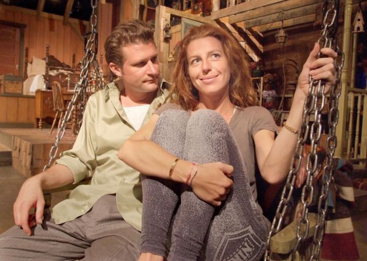 A CONVERSATION: David Garver and Tanna Frederick in 'Just 45 Minutes From Broadway.' (Ed Krieger) A CONVERSATION: David Garver and Tanna Frederick in 'Just 45 Minutes From Broadway.' (Ed Krieger)