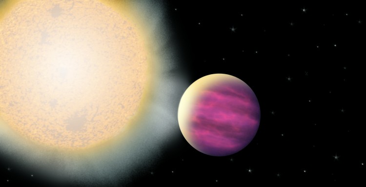 This artist's rendering shows planet KELT-1b, which resides so close to its star that it completes a "yearly" orbit in a mere 30 hours. (Julie Turner/Vanderbilt University) 