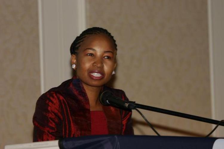 Katlego Nkwe speaking at Conference in Botswana. (Radcliffe Dockery)