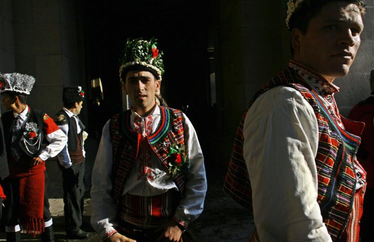 Bulgarian dancers from the town of Yambol wait before performing a pagan traditional dance named Koledari (Koleduvane), in central Sofia. Koledari is an important ancient pagan festival that coincides with the Winter Solstice in December and celebrates th (Valentina Petrova/AFP/Getty Images) Bulgarian dancers from the town of Yambol wait before performing a pagan traditional dance named Koledari (Koleduvane), in central Sofia. Koledari is an important ancient pagan festival that coincides with the Winter Solstice in December and celebrates th (Valentina Petrova/AFP/Getty Images)