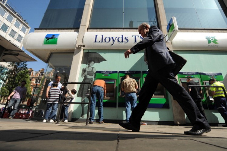 A branch of Lloyds Banking Group is pictured on Oxford street in central London, on April 11, 2011. (Ben Stansall/APF/Getty Images) A branch of Lloyds Banking Group is pictured on Oxford street in central London, on April 11, 2011. (Ben Stansall/APF/Getty Images)
