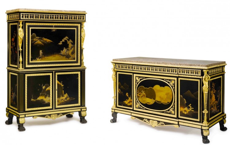 Leading the Safra collection sale is the Louis XVI ormolu-mounted Japanese lacquer commode with secretaire en suite, estimated to sell for $5 million to $7 million. (Courtesy of Sotherby's) Leading the Safra collection sale is the Louis XVI ormolu-mounted Japanese lacquer commode with secretaire en suite, estimated to sell for $5 million to $7 million. (Courtesy of Sotherby's)