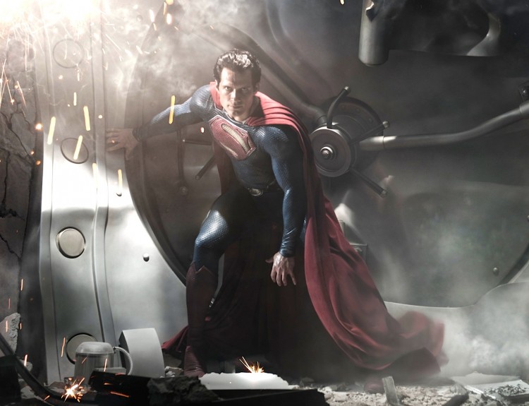 SUPER: Henry Cavill as Superman in upcoming action adventure 'Man of Steel.'  (Clay Enos/Warner Bros. Pictures)