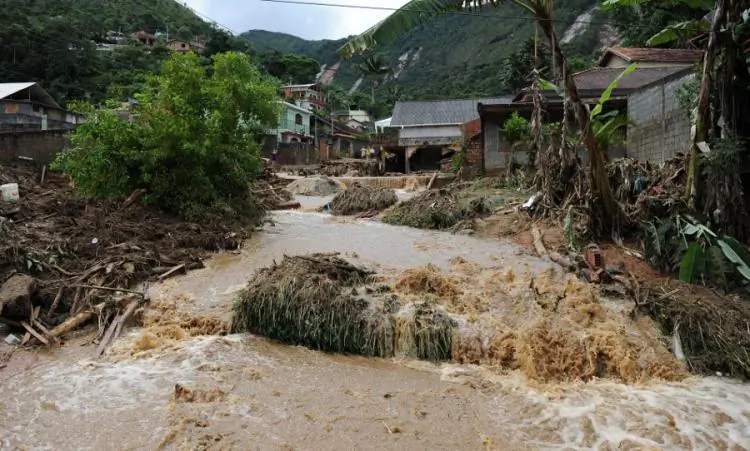 DISASTER'S PATH: A general view of a street after heavy rains caused mudslides in a low-income neighborhood in Teresopolis, some 60 miles from downtown Rio de Janeiro, Brazil, on Jan. 12. (Vanderlei Almeida/AFP/Getty Images)