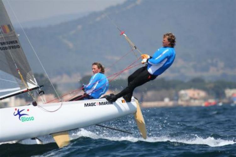 Sebastien Godefroid (R) and sailing partner train for the Beijing Olympics. (Magic Marine) Sebastien Godefroid (R) and sailing partner train for the Beijing Olympics. (Magic Marine)