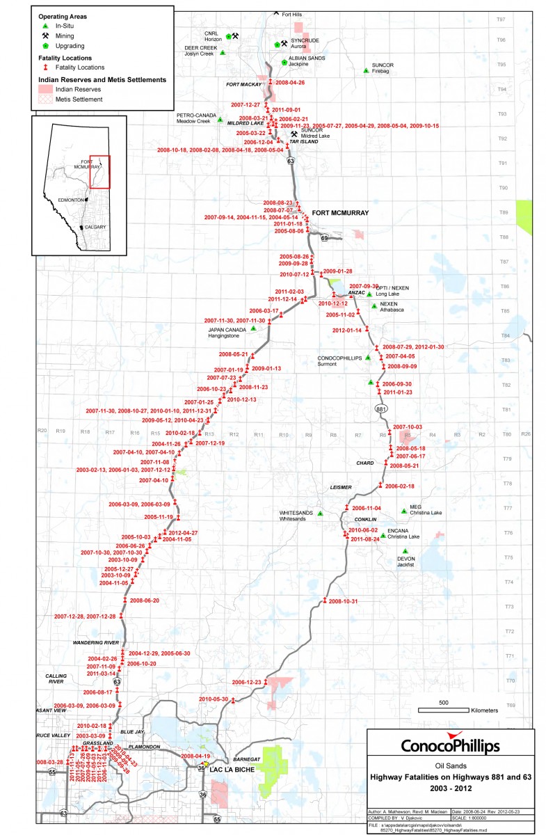 Highway Fatalities on Alberta Highways 63 and 881 (2003 - 2012) Epoch Times Photo
