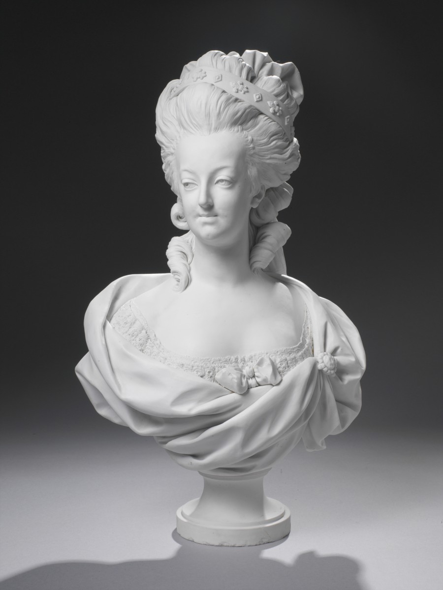 Marie Antoinette, the Queen of France and Navarre from 1774 to 1792, continued the royal tradition of collecting hardstones. Bust of Marie Antoinette, Sèvres Porcelain Manufactory, hard-paste biscuit porcelain, 1782, 15.8 inches by 9.6 inches by 5.9 inches. RMN-Grand Palais / Art Resource, NY / Peter Harholdt