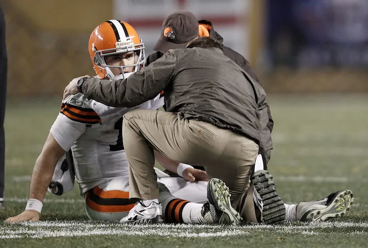 Browns' quarterback Colt McCoy re-entered the game just two plays after the concussion. (Jared Wickerham/Getty Images) 