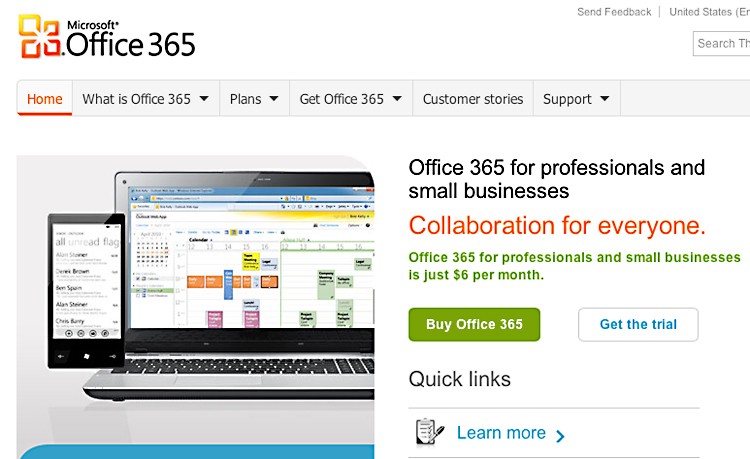 SCREENSHOT: Homepage of Microsoft Office 365. (The Epoch Times)