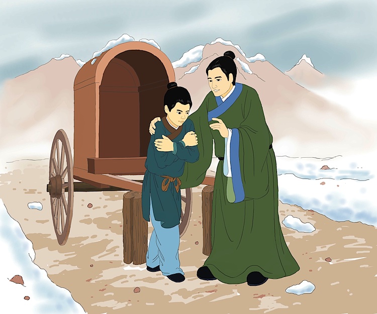 Illustration for A Son's Virtue Restores Harmony to a Family Illustration for A Son's Virtue Restores Harmony to a Family
