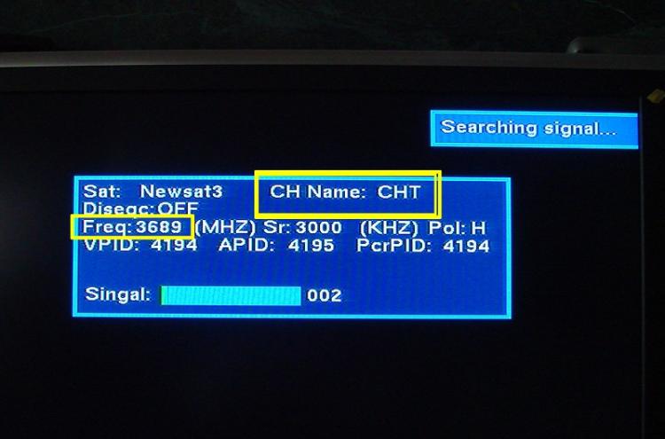 A screenshot of the information regarding an unknown channel in the NTD APTV channel (freq=3689MHz). The unknown channel is coded (CHT.) (NTD APTV) A screenshot of the information regarding an unknown channel in the NTD APTV channel (freq=3689MHz). The unknown channel is coded (CHT.) (NTD APTV)