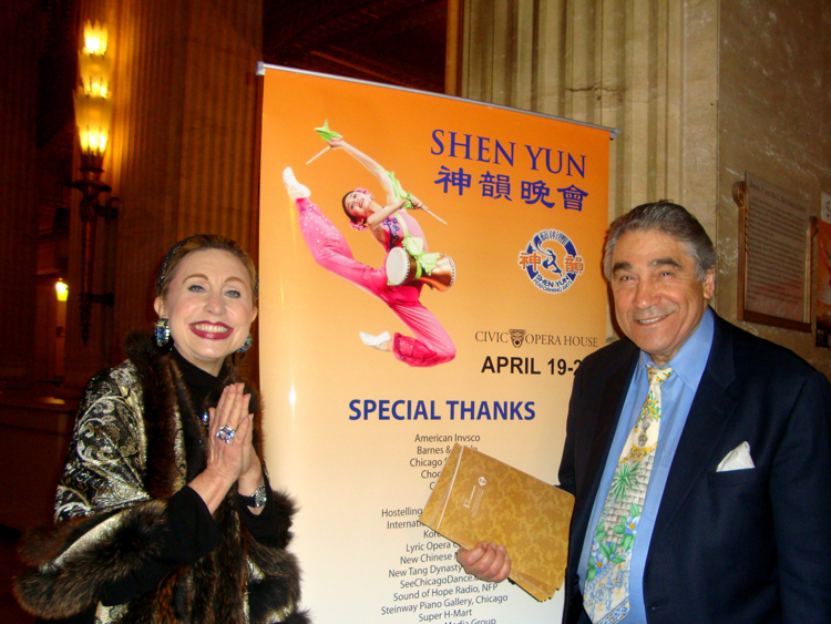 Natel Matschulat Gouletas (left) and Nick Gouletas (right) at the Civic Opera House in Chicago. (Catherine Wen/The Epoch Times) Epoch Times Photo