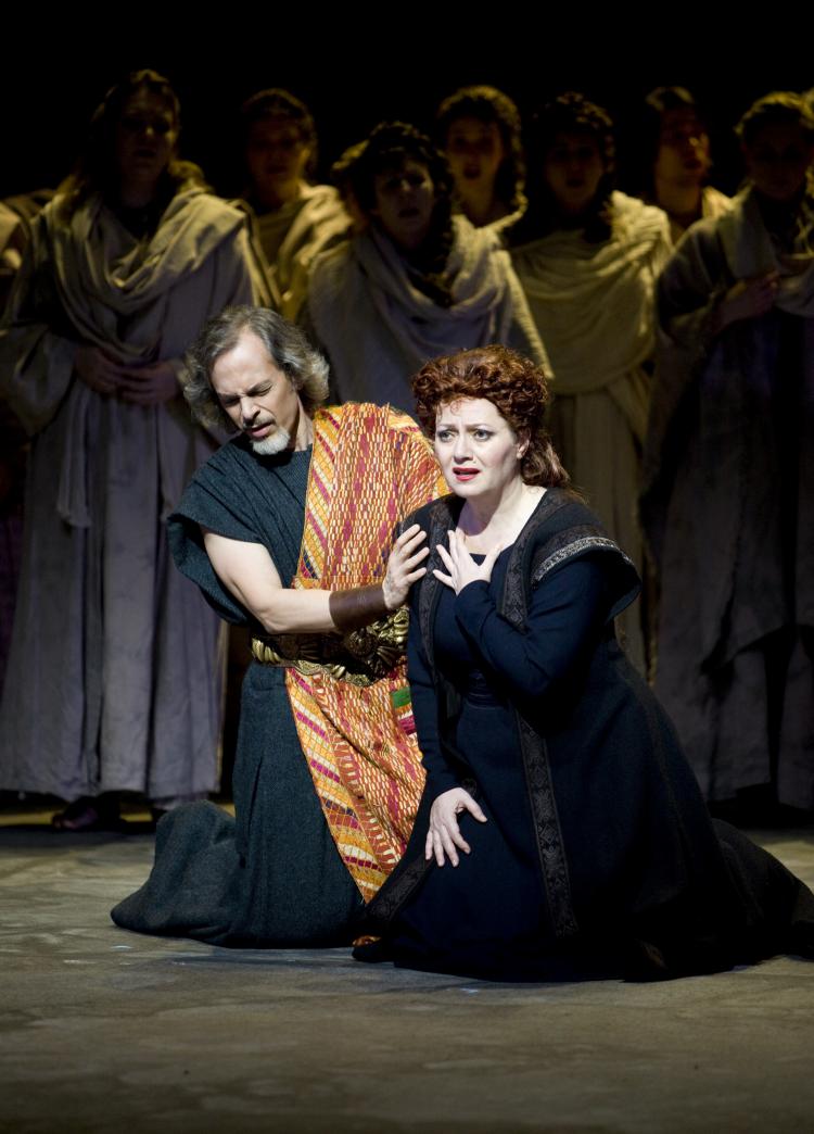 Hasmik Papian (Norma) and Richard Margison (Pollione) in Vancouver Opera's staging of Bellini's famous opera, Norma. (Tim Matheson)