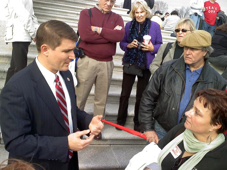 Ohio Congressman John Boccieri speaks with US-politics-health-constituents Beth Williams (R), from Canton, Ohio, in November 2009. (MICHAEL MATHES/AFP/Getty Images) Ohio Congressman John Boccieri speaks with US-politics-health-constituents Beth Williams (R), from Canton, Ohio, in November 2009. (MICHAEL MATHES/AFP/Getty Images)