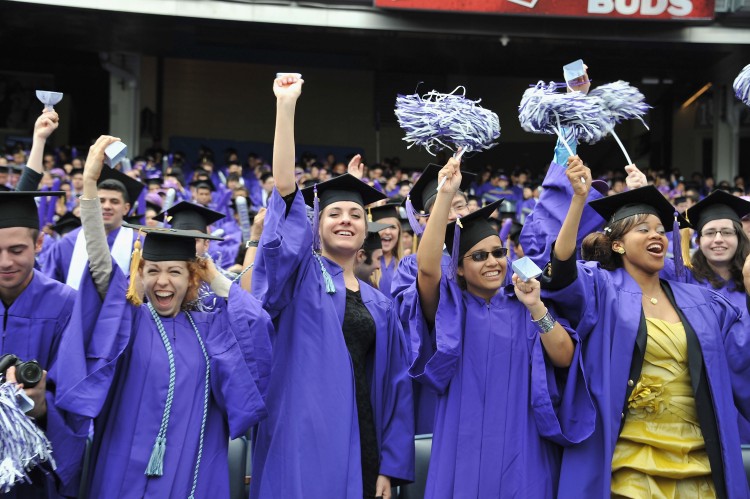 COLLEGE ADVANTAGE: Graduating students at the 2011 New York University commencement at Yankee Stadium on May 18, in New York City. Recent studies claim a clear advantage in salary and employment for college graduates. (Slaven Vlasic/Getty Images) COLLEGE ADVANTAGE: Graduating students at the 2011 New York University commencement at Yankee Stadium on May 18, in New York City. Recent studies claim a clear advantage in salary and employment for college graduates. (Slaven Vlasic/Getty Images)