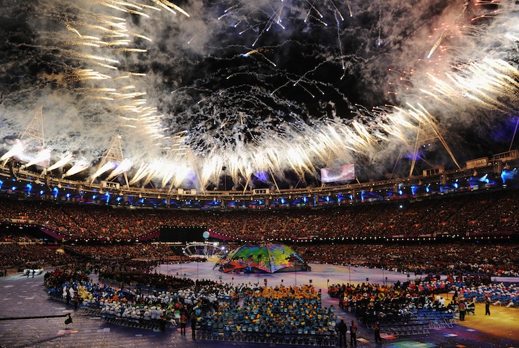 Fireworks light up the stadium during the Opening Ceremony of the London 2012 Paralympics at the Olympic Stadium on Aug. 29 in London, England. (Gareth Copley/Getty Images) Epoch Times Photo